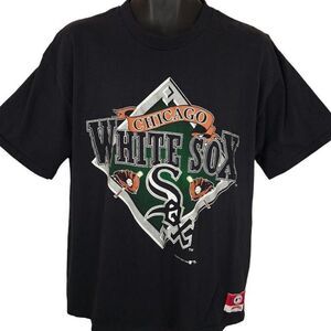 Vintage Chicago White Sox T Shirt Mens Size Large Black 90s MLB Baseball USA